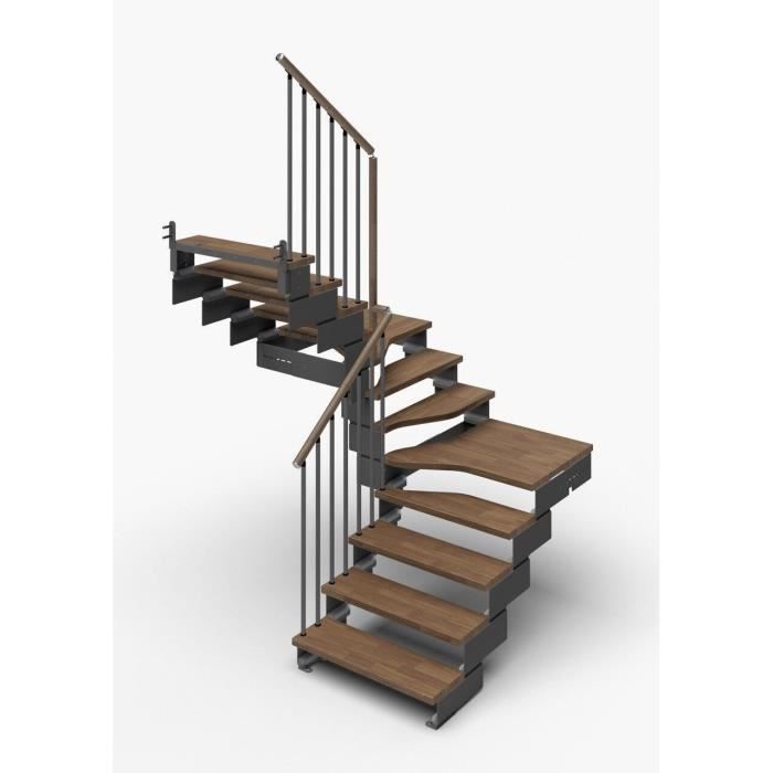 Escalier Double Quart Tournant 11 Marches En Bois Massif Noyer Structure En Metal Composity Misterstep Achat Vente Escalier Escalier Noyer Structure Metal Cdiscount