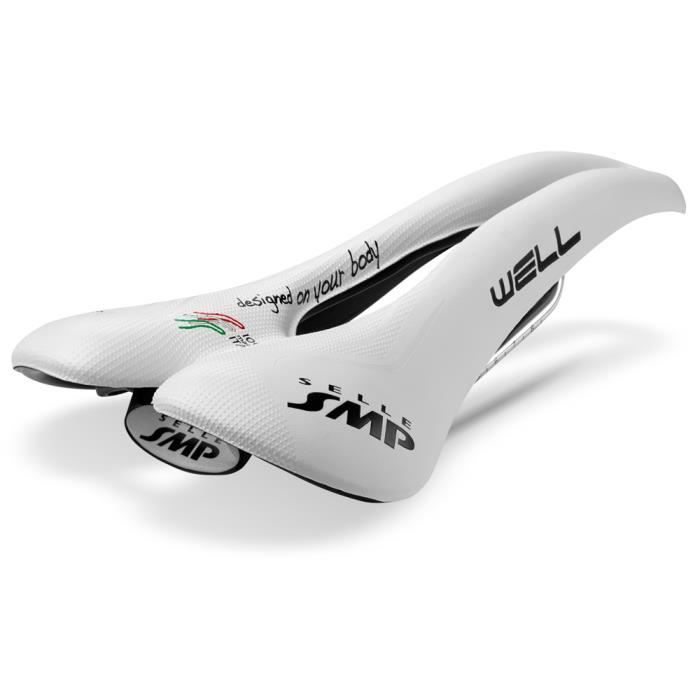 Selle de vélo SELLE SMP Well - Blanc - Cuir véritable ou microfibre Lorica