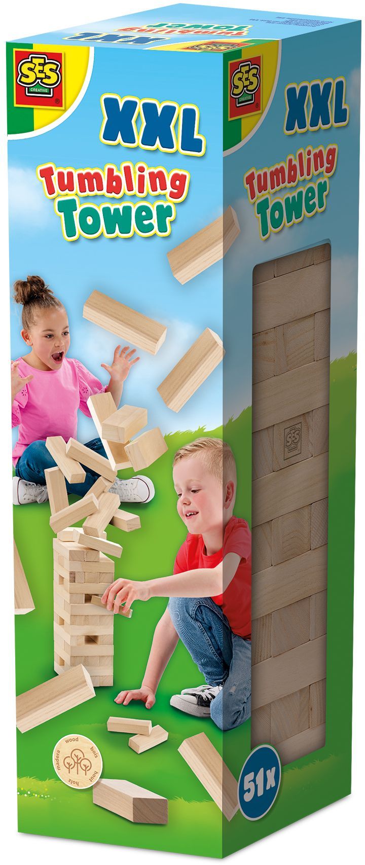 Jeu De Tour Tumble En Bois - Puzzle D'empilement Rapide Pour Famille, 2-4 Joueurs, 42 Blocs + 90 Cartes Défi