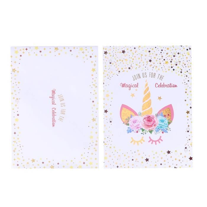 24Pcs Carte d'invitation d'anniversaire de Licorne avec des