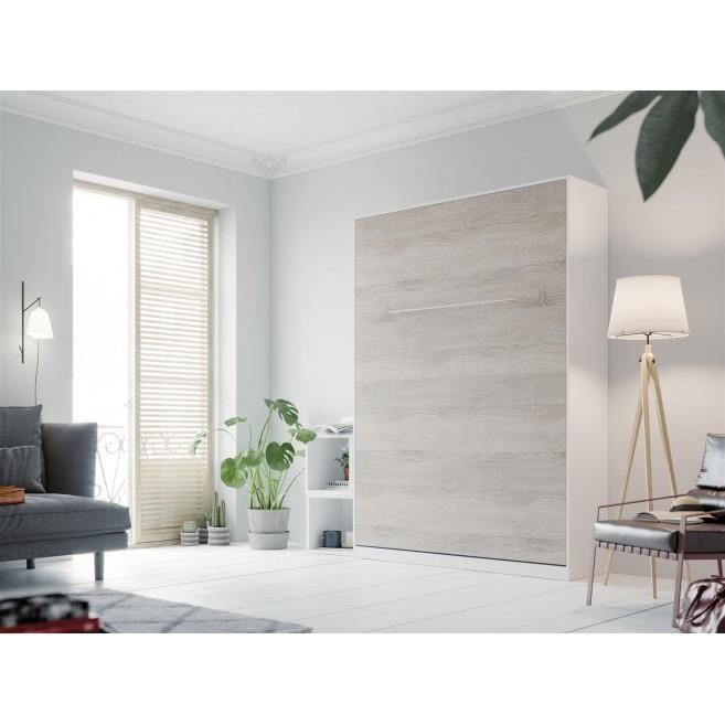 Smartbett Standard 140x200 Vertical Blanc Chene Sonoma Avec