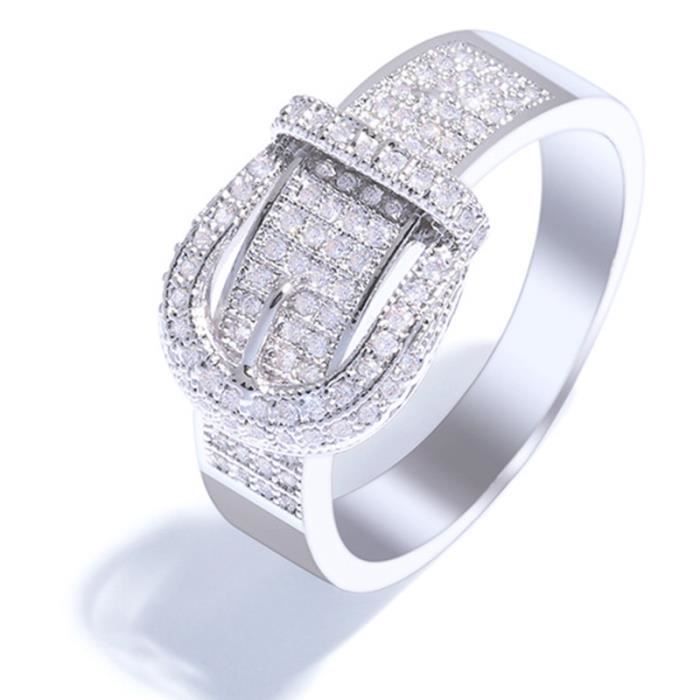 Tendance Ceinture Boucle Zircone Cubique Pavé Bague Femme avec Pierre  Anneaux en Argent pour Femmes Bijoux en Argent 7 - Cdiscount Bijouterie