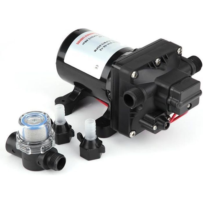 12V Pompe à Eau Automatique Campingcar Caravane Noir 24x14x13cm en PVC