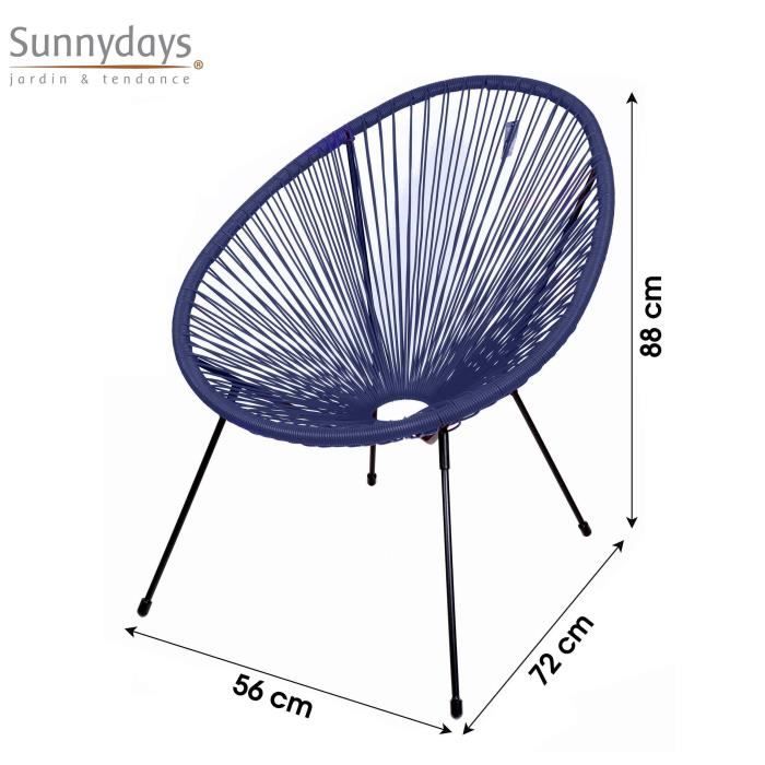 Fauteuil en résine Cabana - Bleu - L 56 x P 72 x H 88 cm