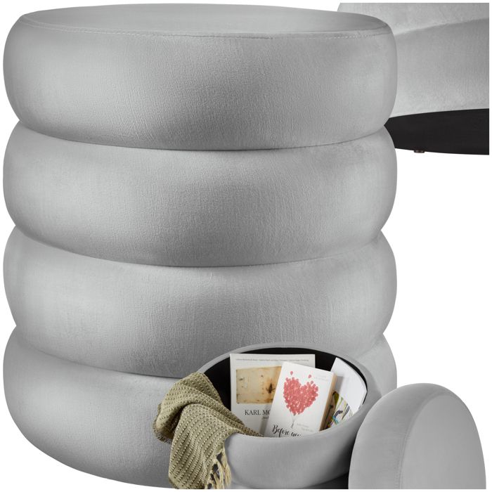 Pouf Rangement Velours Tectake - Tabouret Repose-pied Design Avec Coffre - 300kg Charge - Doré - Salon, Chambre, Bureau
