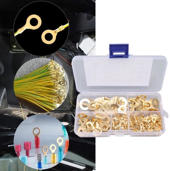 50 Bornes à œil Fermé En Cuivre - Trous 3/8" Et 5/16", Pour Câbles AWG