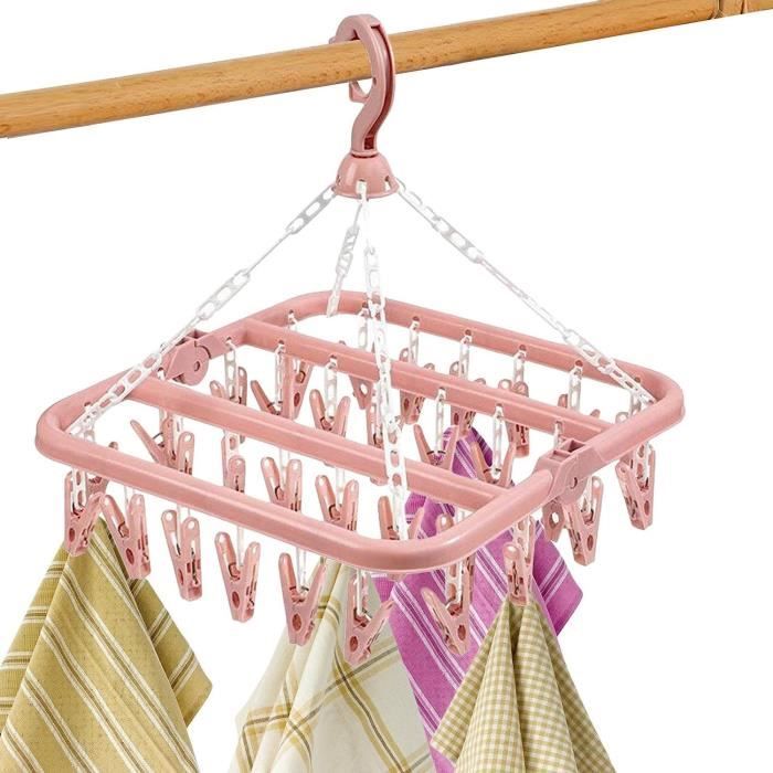 Séchoir à Chaussettes Avec 32 Pinces - Étendoir Pliable Pour Sous-vêtements, Chaussettes, Petits Textiles