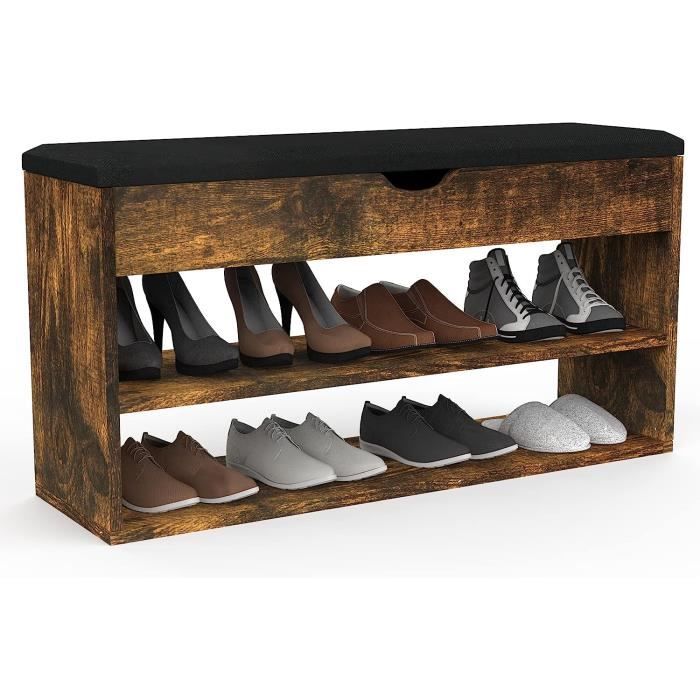 Banc Chaussures Avec Rangement, Etagere Chaussure À 2 Niveaux, Banc De