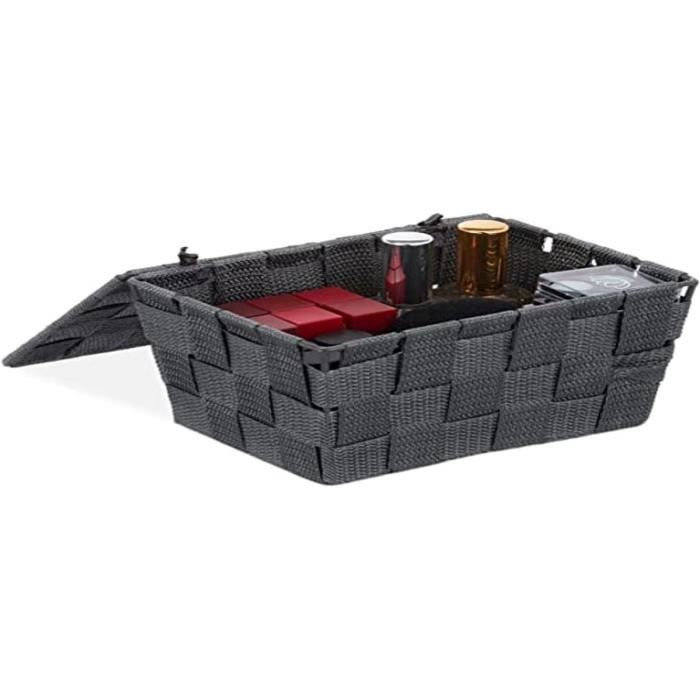 Vagusicc Lot De 2 Petits Paniers De Rangement En Osier Tissés à La Main En Corde De Papier Toilette Avec Poignées Pour Organiser Les étagères De Toilettes, Le Garde-manger, Noir