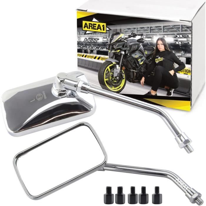 Specchietti Retrovisori Moto CNC Area1 Con Omologazione E - Set Universale M10 + Adattatori M8 Per Scooter (V54) - 3