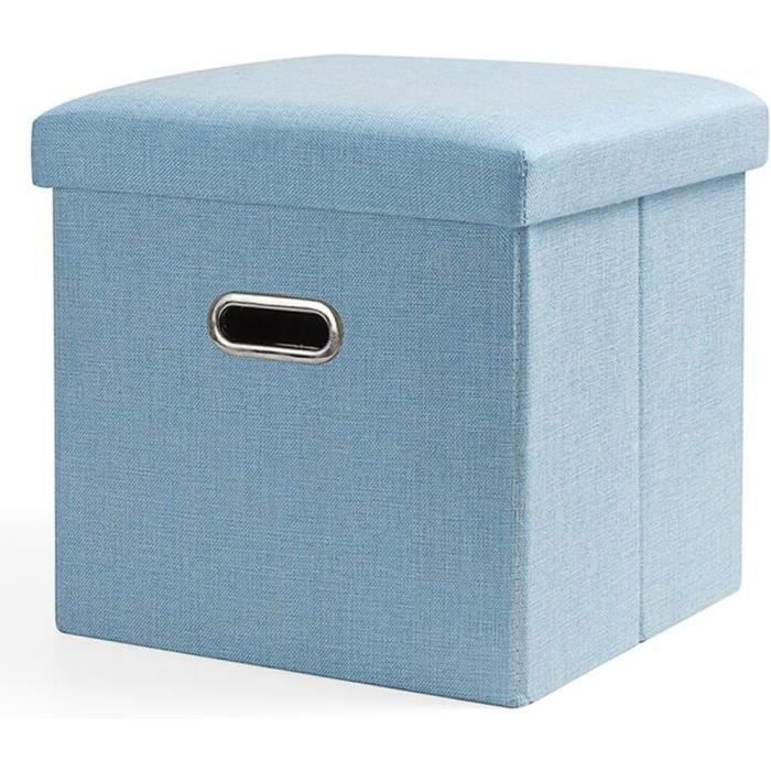 Pouf Coffre Rangement HOMEROKK - Similicuir - 80x40x40cm - Charge 200kg - Blanc Carré