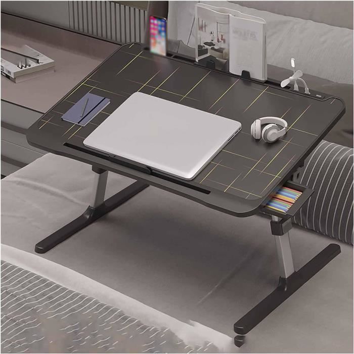 Table Pliable Table De Lit Pliable Alpstorm - 60x40cm - Porte-gobelet Et Support Tablette Table De Lit Pour Ordinateur Portable