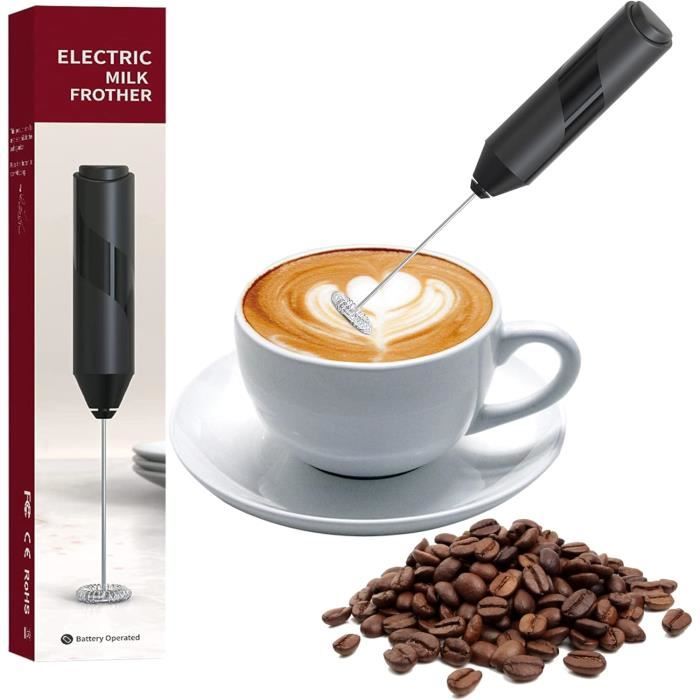 SIMPLETASTE Mousseur à lait électrique pour cappuccinos et latte avec fouet  et support en acier inoxydable – Mixeur à main puissant pour café, chocolat  chaud et boissons : : Maison