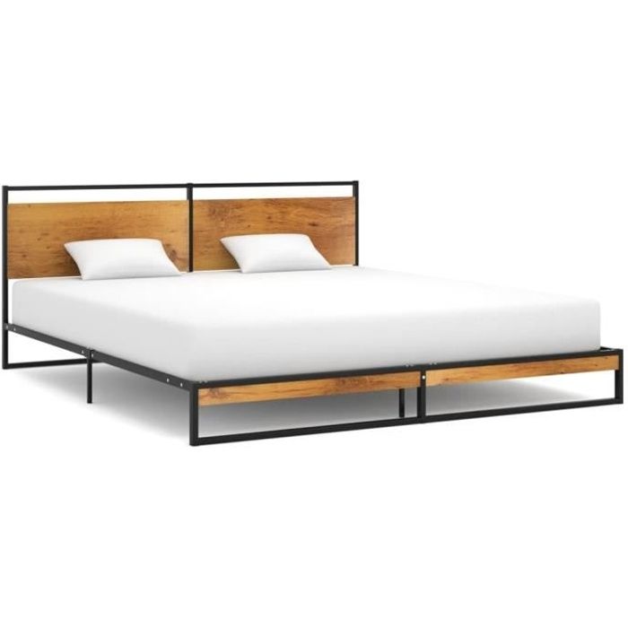 truvito structure de lit en métal avec sommier, sans matelas, 180x200 cm, style industriel, classique & élégance