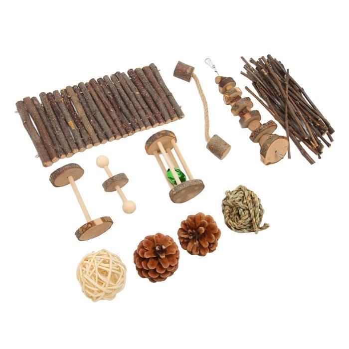 Meilleurs prix pour VGEBY jouets à mâcher pour lapin Hamster jouets ensemble dents broyage Tunnel mâcher chaîne herbe rotin balle bois bâtons petit