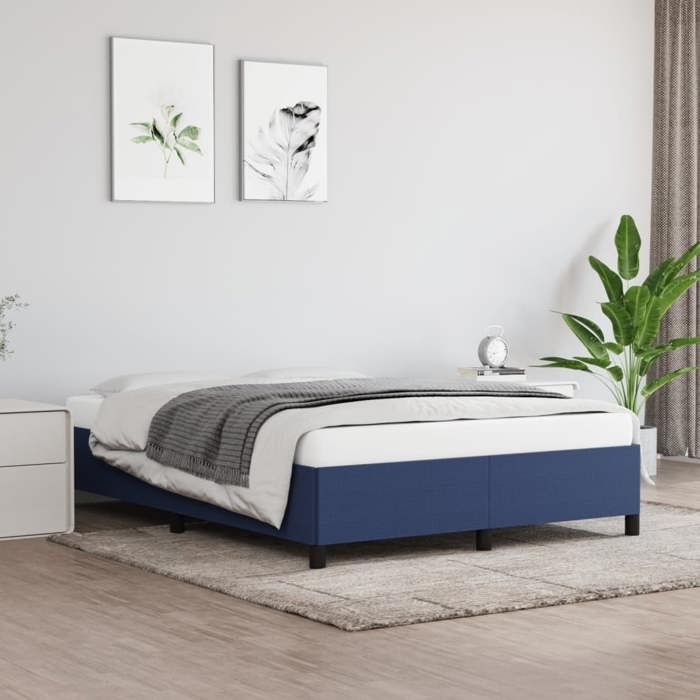 vidaXL Cadre de lit sans matelas bleu 140x190 cm tissu 347064