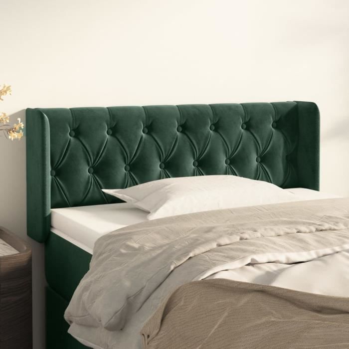 3119149 vidaXL Tête de lit avec oreilles Vert foncé 103x16x78-88 cm Velours
