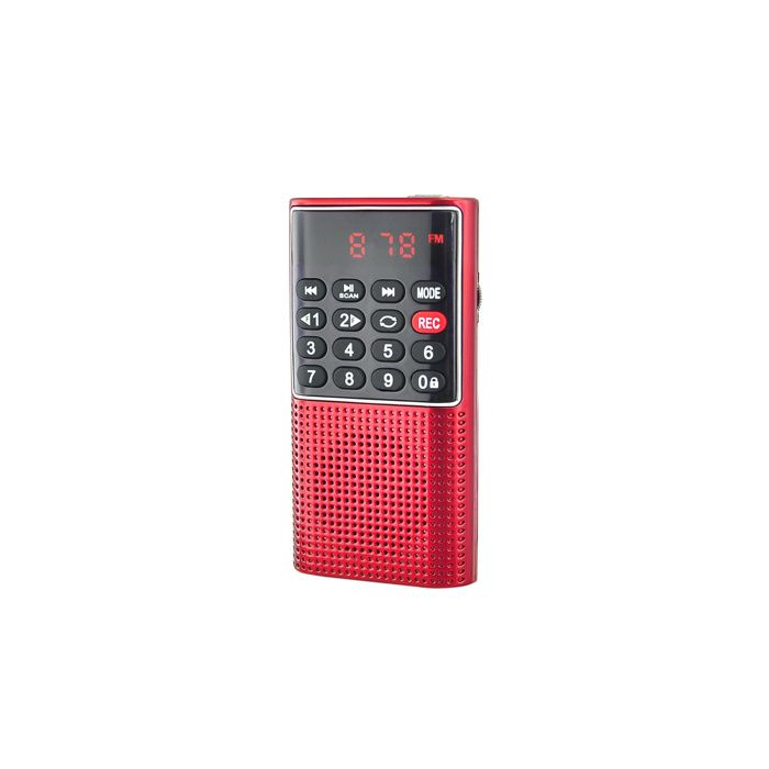 WE RADIO DE POCHE rechargeable FM lecteur de carte micro SD RMS 3W prise casque - Rouge