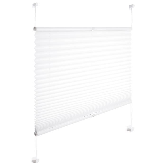 WOLTU Store Plissé sans Perçage, Store pour Fenêtre & Porte, Facile à Installer, Opaque, Protection de la Vie privée, Protection Solaire, Décoration Moderne pour Chambre,85x100cm,Gris(Plis