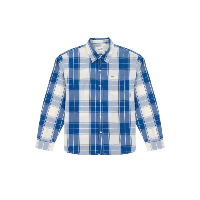 Chemise Wrangler Pêche Homme – Manches Courtes, Bleu Marine – Taille S