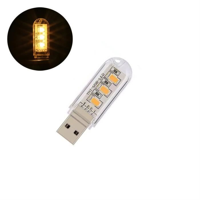 Warm 3 Leds Mini lampe LED Portable avec port USB 5V 238 p luminaire  décoratif d'intérieur idéal pour une Table de bu,LAMPE A POSER - Cdiscount  Maison