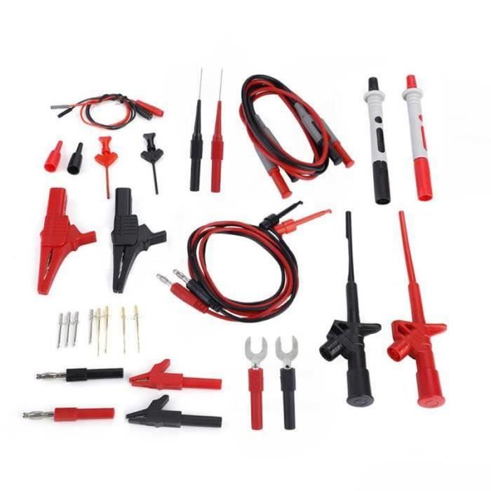 Câbles Test Multimètre 5 Pièces - Fiches Banane Isolées 4mm 1m 1000V 15A Cleqee