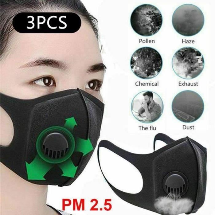 Masque De Protection Demi-visage Réutilisable Avec Valves - Lavable, Réglable, Avec Inserts Charbon Actif, Pour Sport, Bricolage