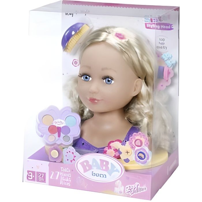 Tete a coiffer et a maquiller deluxe 27 pieces Poupee Baby Born