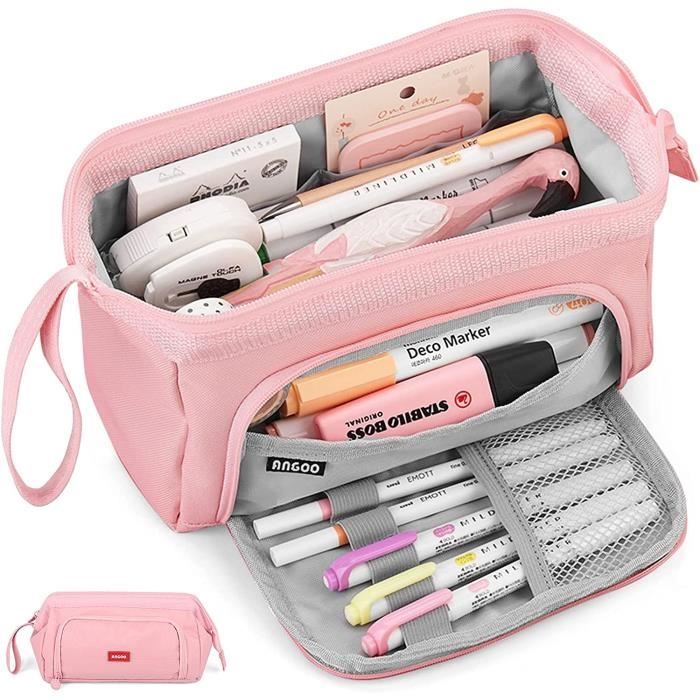 Trousse Requin En Silicone Souple Extensible - Grande Capacité Kawaii Pour Stylos Et Fournitures (Bleu)