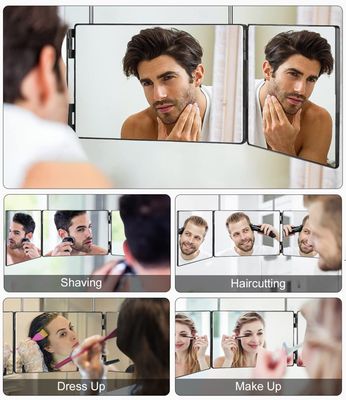 Miroir 3 Faces 360° Réglable - Pour Coiffure, Rasage, Maquillage | Pliable Et Portable | Avec Crochet