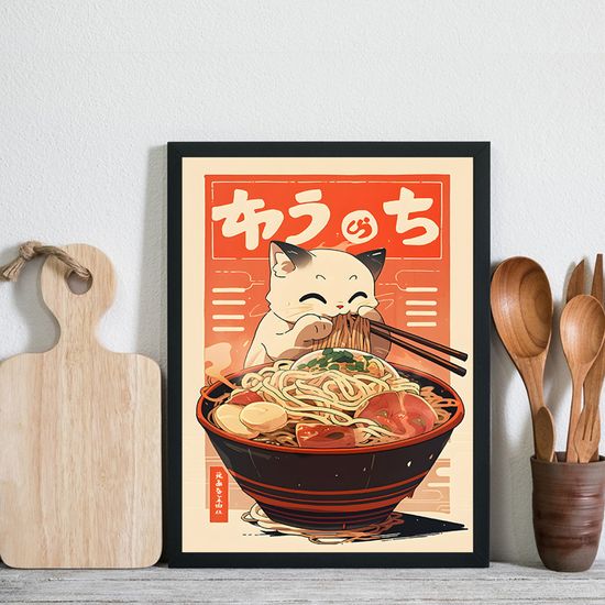 Poster Ramen Vintage Japonais - 30 X 45 Cm - Impression Sur Toile - Décoration Murale Moderne Pour Cuisine, Chambre
