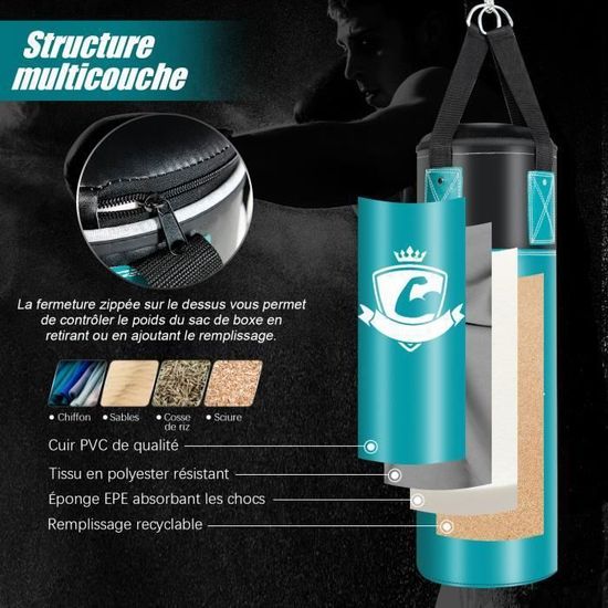 Sac de frappe,Gants de karaté pour adultes et enfants,uniforme de taekwondo- 4PCS Set-S Height Sac de frappe,Gants de karaté pour adultes et enfants,uniforme de taekwondo- 4PCS Set-S Height