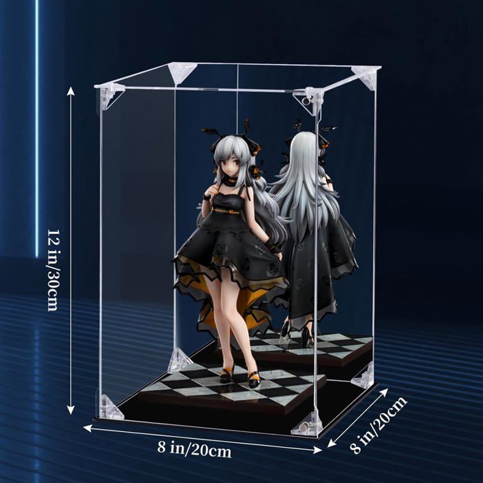 acrylic box Grande vitrine en acrylique avec base noire, Boîte empilable anti-poussière pour figurines, baskets et jouets(30cm/12,50x60cm/20x24