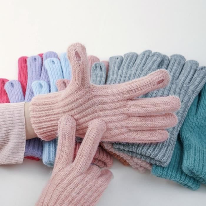 Gants tricotés chauds d'hiver pour femmes, en laine épaisse, pour