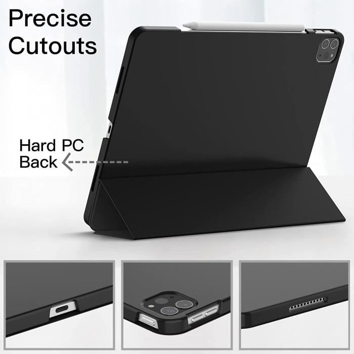 JETech Coque Rotative 360° Pour IPad Pro 12,9" (2022/2021/2020/2018) Avec Porte Pencil - Protection & Support, Noir