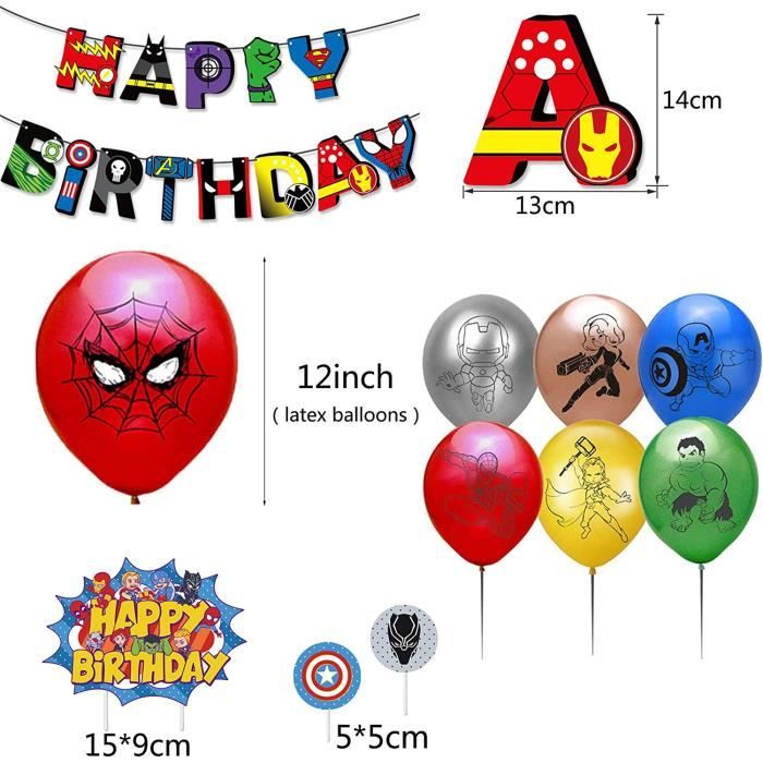 Décoration De Ballon De Super-Héros, Décoration D'Anniversaire Enfants 2  Ans, Ballons De Fête Ballons En Aluminium Super-Héro[N7112]