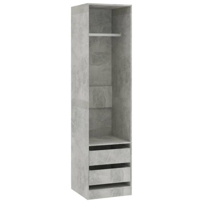Garde-robe Blanche WIFESE 50x50x200 Cm - Bois D'ingénierie, 2 Tiroirs, Tringle Suspendue, Rangement Compact
