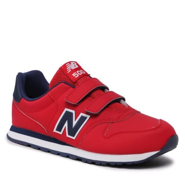 Chaussures NEW BALANCE 500 Rouge Mixte Enfant Lacets Plat