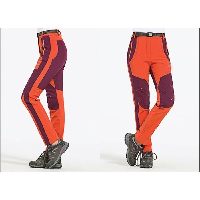 Pantalon Randonnee Femme etanche Pantalon d hiver Outdoor Epais Pantalon de Randonnee Soft shell Escalade Orange Epais Femme orange epais Cdiscount Pret a Porter