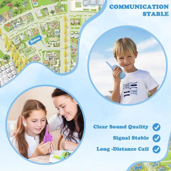 Lot De 3 Talkies-walkies AWANFI Pour Enfants Et Adultes - Rechargeables - UHF 446MHz