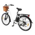 DYU C6 - Vélos électriques urbains - Roues 26*1.95" - Moteur 350W - Batterie 36v 12.5Ah - SHIMANO 7 Speed - Autonomie 70KM - Blanc-2