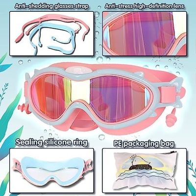 Youery Lunettes De Natation Enfant Anti-Buée – Silicone Doux, 4 à 15 Ans (Rouge)