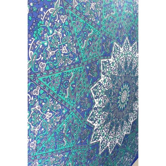 Grande Tapisserie Murale Mandala Bohème Ciel Étoilé Et Forêt – 180 X 230 Cm, Tenture Indienne Polyester Décorative