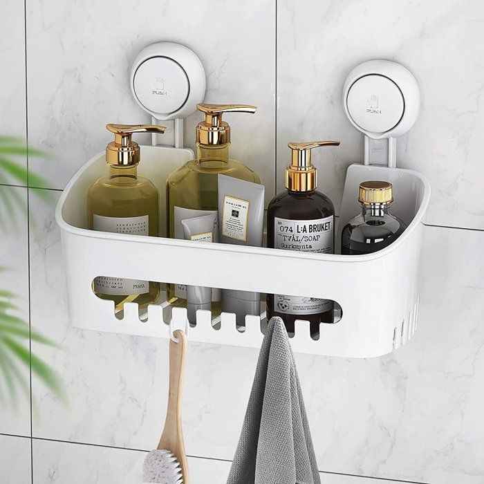 Étagère de douche d'angle avec ventouse, sans perçage, capacité de Étagère de douche d'angle avec ventouse, sans perçage, capacité de