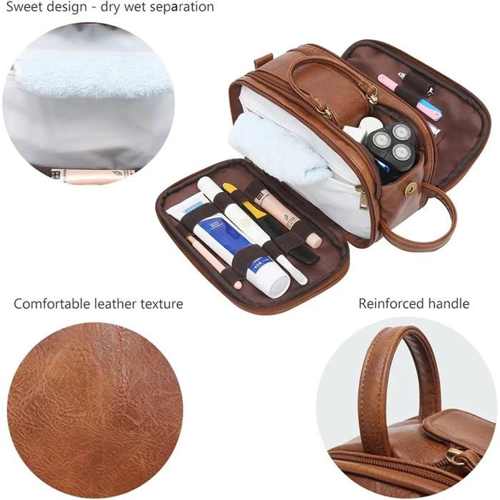 Trousse De Toilette Voyage Pour Hommes - Sac Oxford Imperméable 300D, Grande Capacité Avec Séparateur, Poignée De Transport