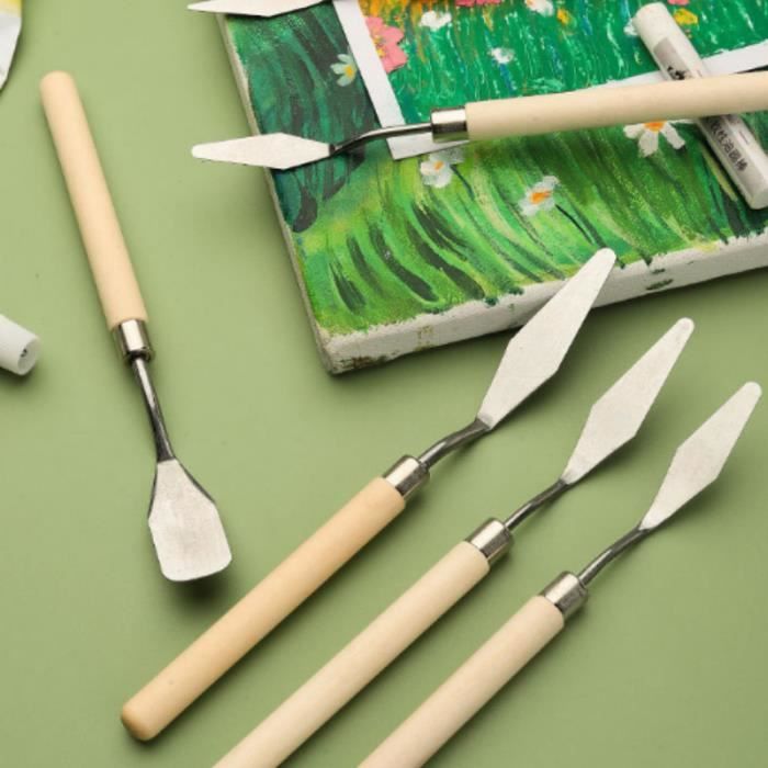 12 PCS Couteau à palette pour peinture ,en Acier Inoxydable Couteau spatule  de Peinture à l'huile, Manche en Bois - Cdiscount Beaux-Arts et Loisirs  créatifs