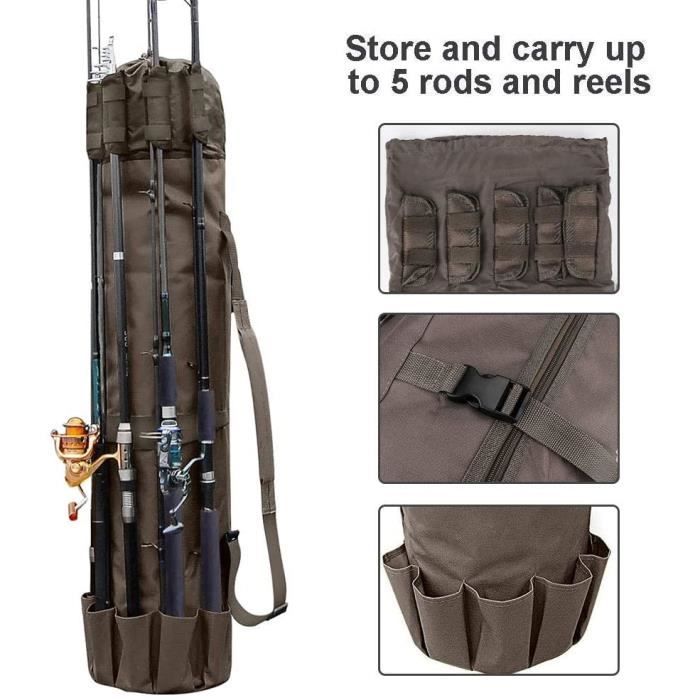 Sac à Cannes De Pêche Portable - 4 Places - Étui Transport Vert Étanche 57"
