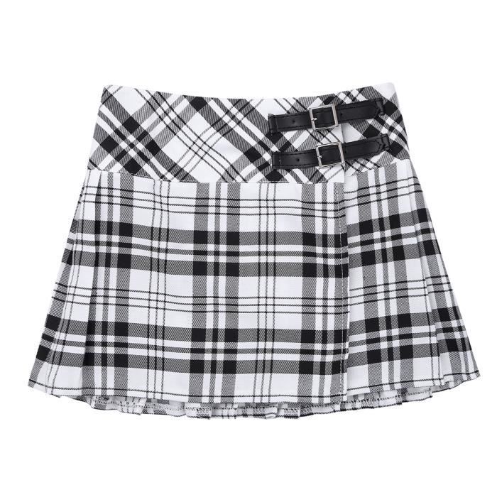 Enfant Fille Jupe Pliss s Carreaux Uniforme Scolaire Mini Jupe
