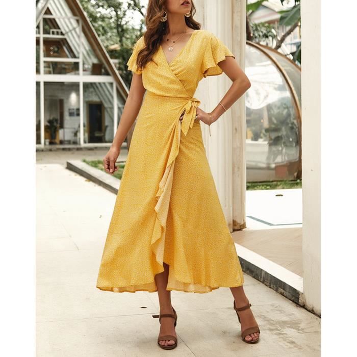 Robe mi hotsell longue jaune