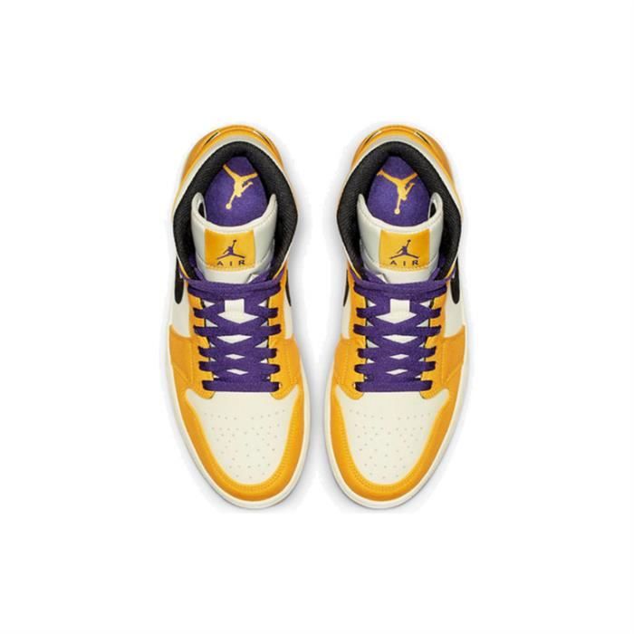 Air Jordan 1 Mid Lakers Chaussure de Sport AJ 1 Pas Cher pour Homme Femme Jaune Jaune Cdiscount Sport